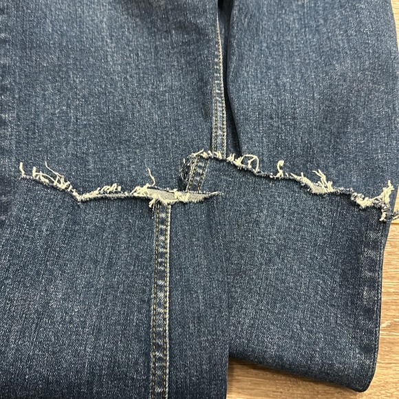 RE/DONE 90S HIGH RISE ANKLE CROP JEANS BLUE SIZE 27 DISTRESSED ANKLE - Picture 14 of 14